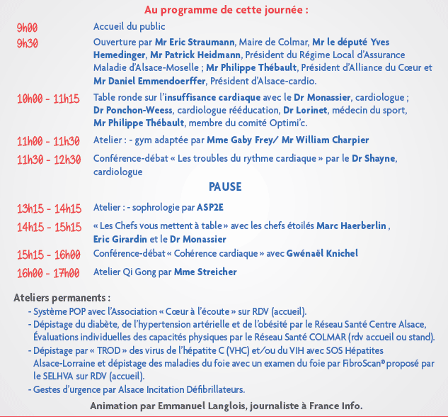 Programme de la journée du coeur à Colmar